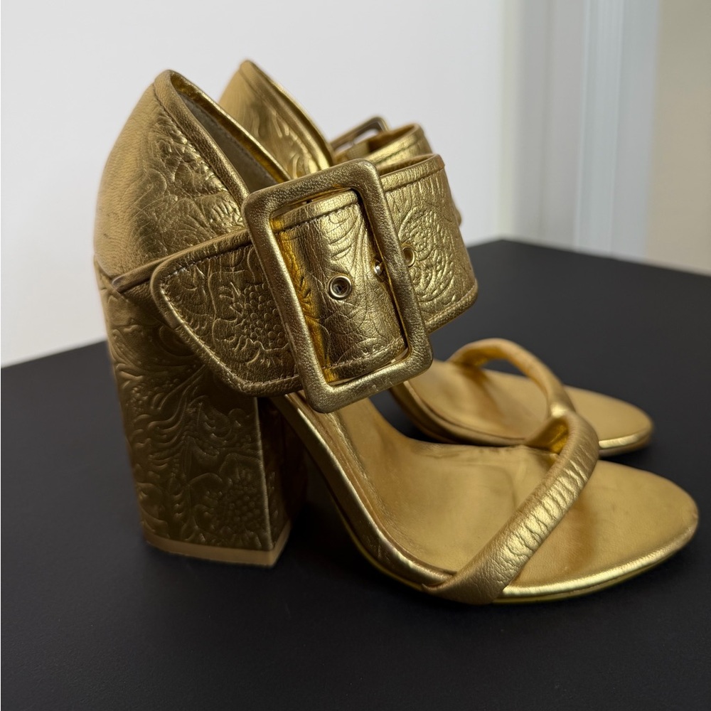 Cynthia Rowley Gold Embossed Heels